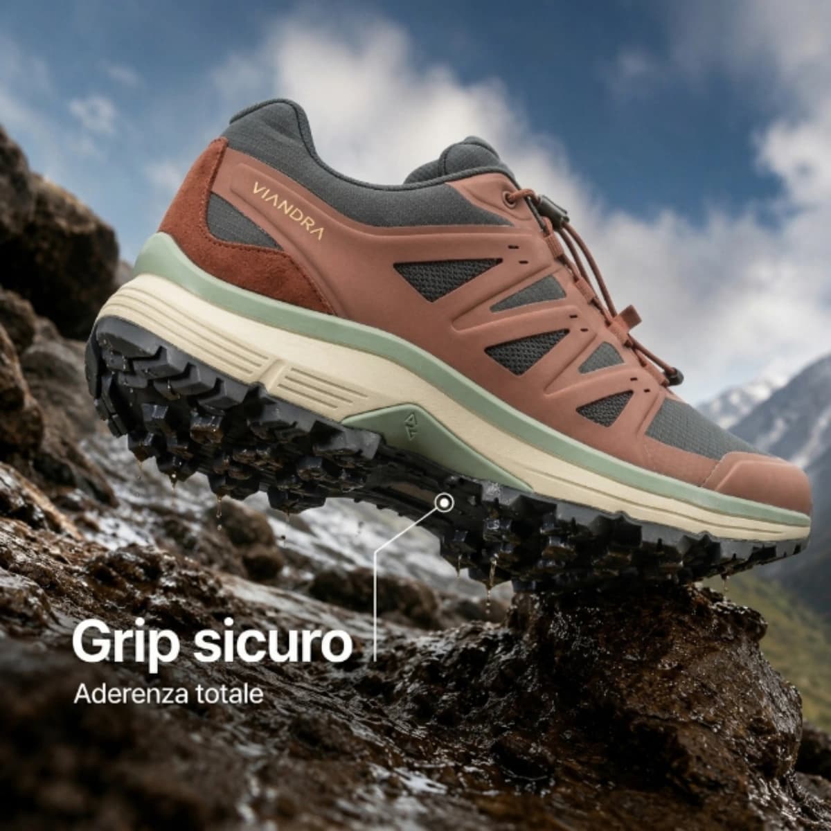 Grip sicuro su roccia bagnata